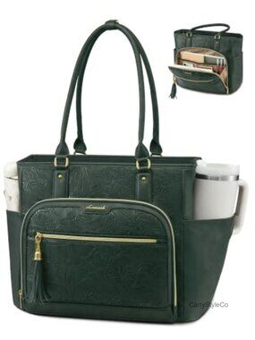 Vintage Leather Laptop Tote Bag Fits 15.6" Laptop Teacher Nurse Work Bag